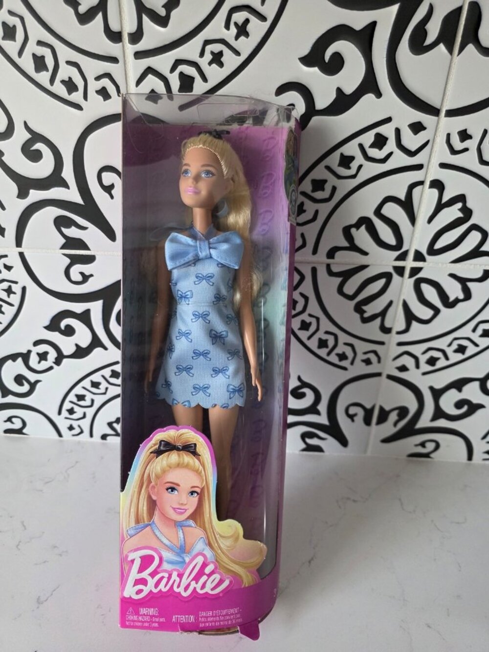 Barbie Fashionistas #237 Blue Bow Dress Blonde Doll New in Box